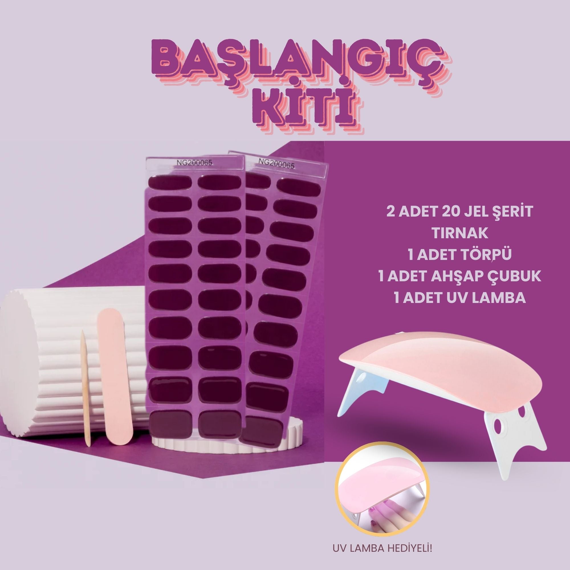 Lusitta Başlangıç Kiti - Solid Plum Jel Tırnak - NG200065