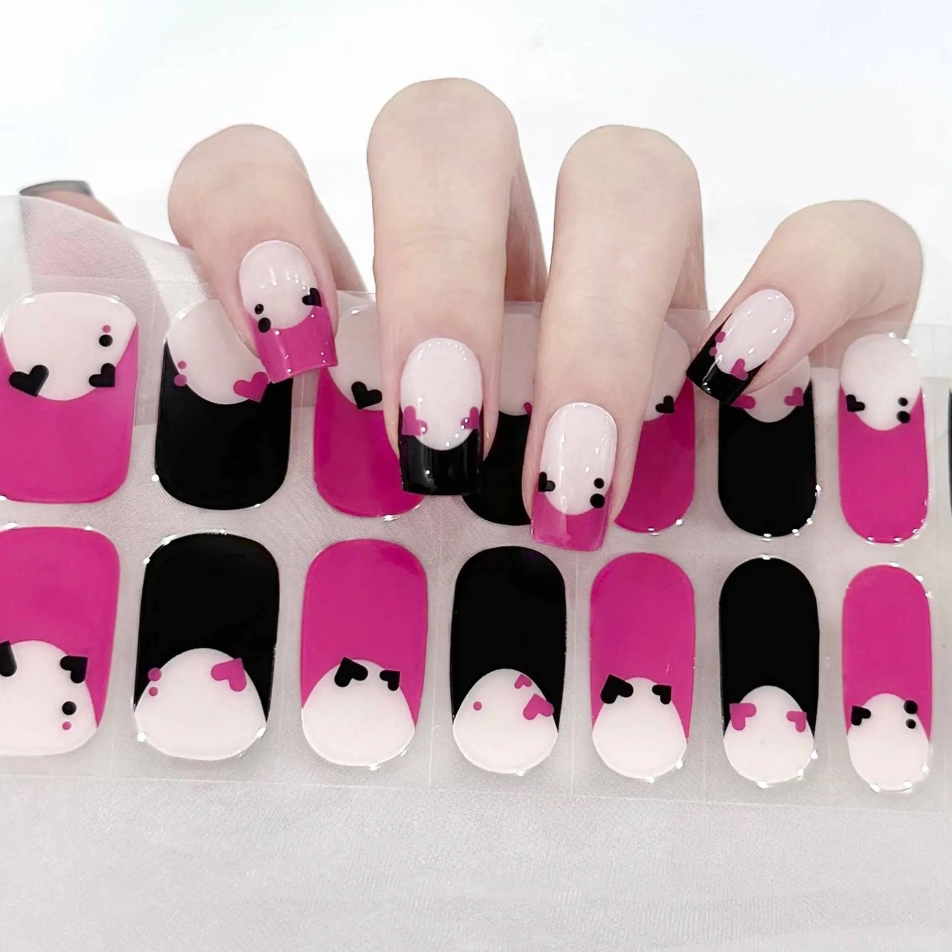 Cute Panda Hearts Jel Tırnak